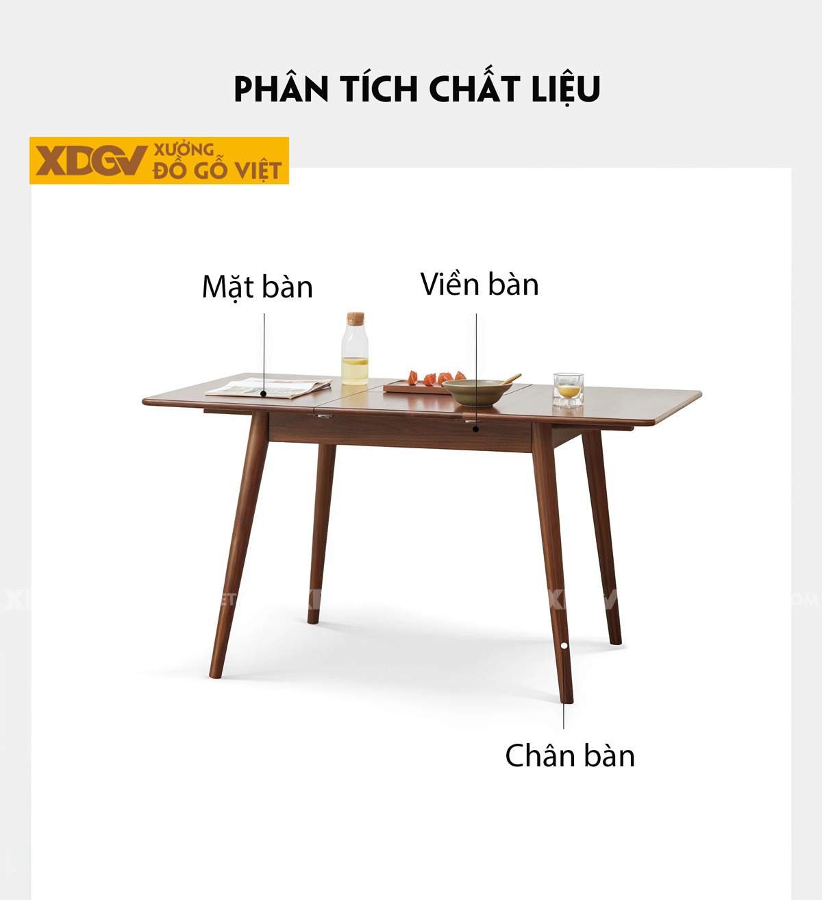 Bộ Bàn Ăn Gỗ Óc Chó 4 Ghế Hiện Đại Thiết Kế Bo Cong Ôm Trọn