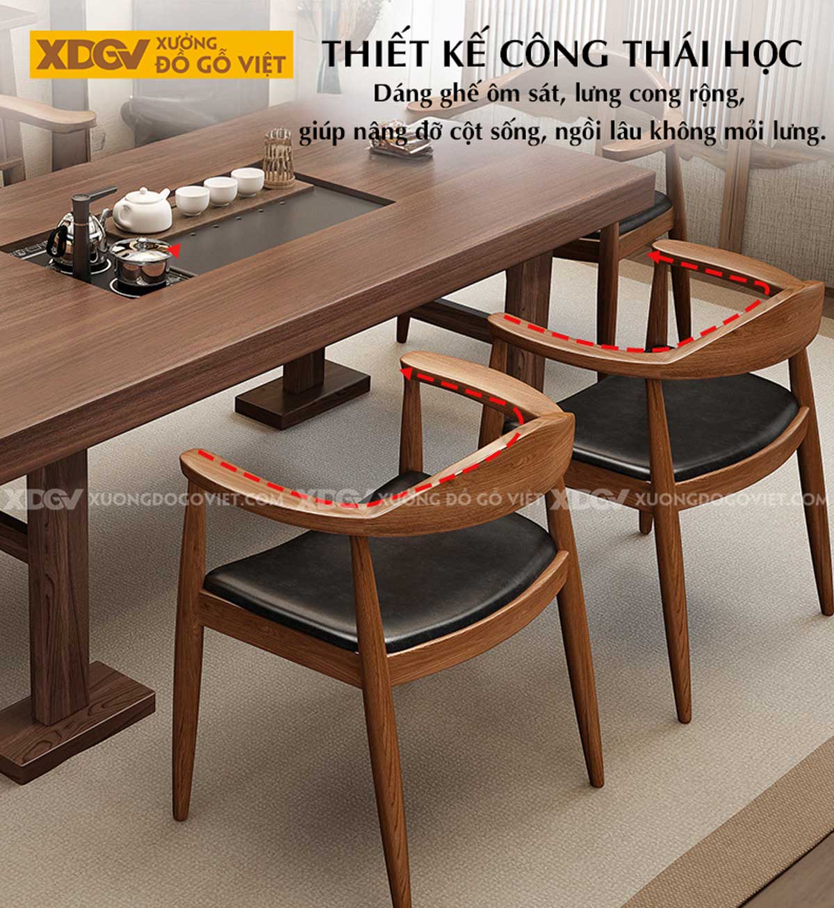 Bộ Bàn Ăn Gỗ Óc Chó Thiết Kế Cách Điệu Chân Chữ I Sang Trọng