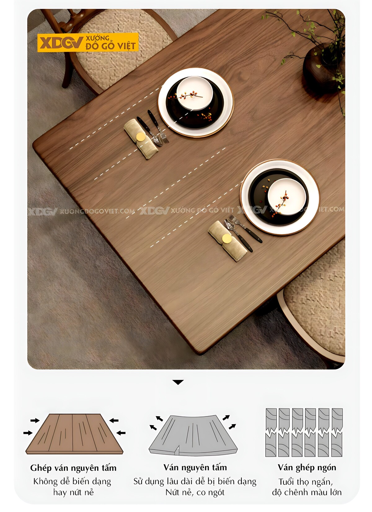 Bộ Bàn Ăn Gỗ Óc Chó Tự Nhiên Chân Chữ Y Ghế Đan Mây