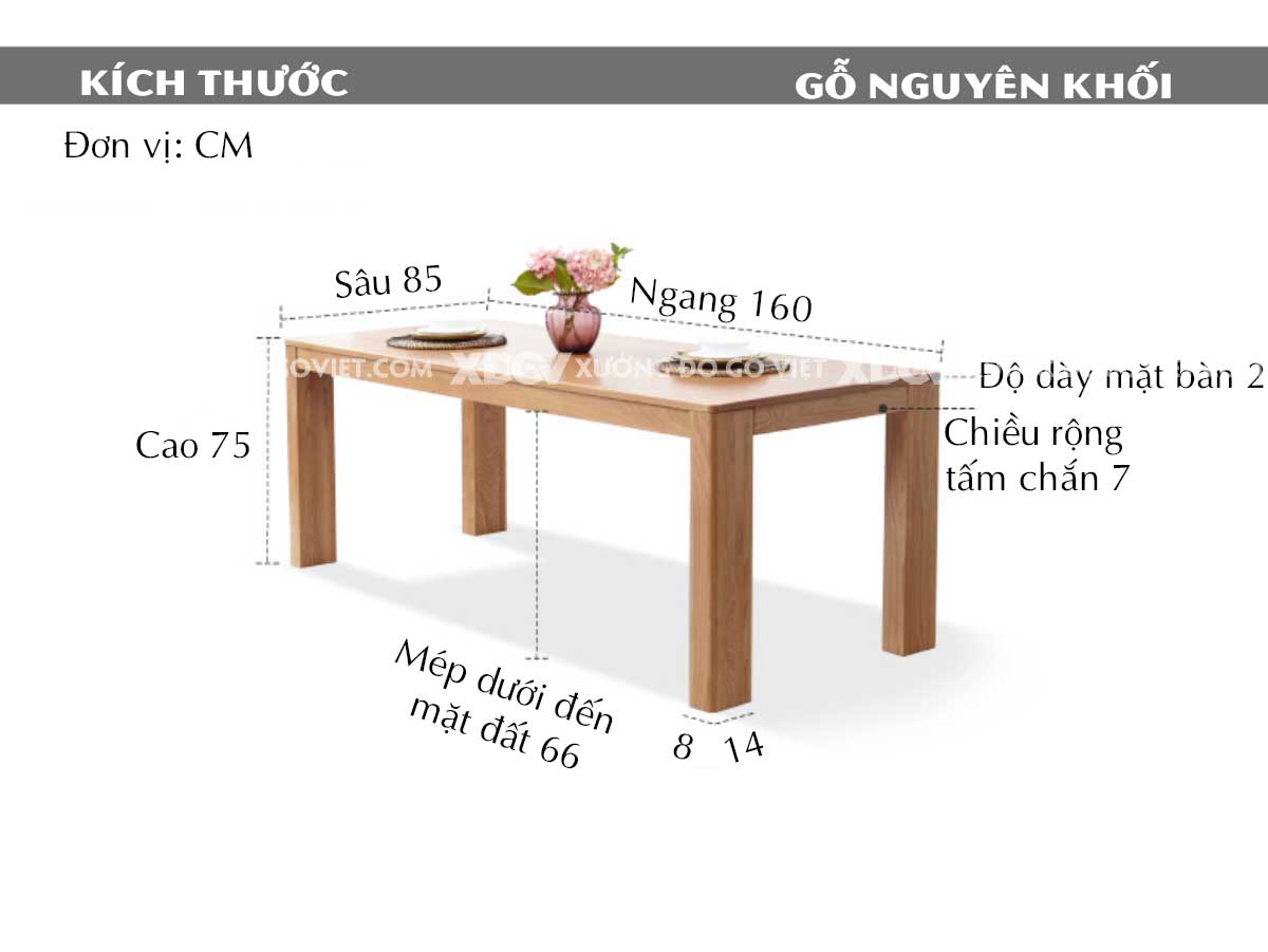 Bộ Bàn Ăn Gỗ Sồi Đẹp Farmhouse Nguyên Tấm Vững Chãi Mộc Mạc