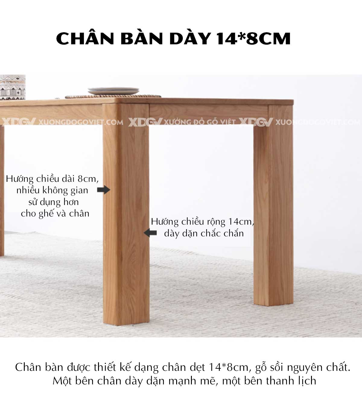 Bộ Bàn Ăn Gỗ Sồi Đẹp Farmhouse Nguyên Tấm Vững Chãi Mộc Mạc