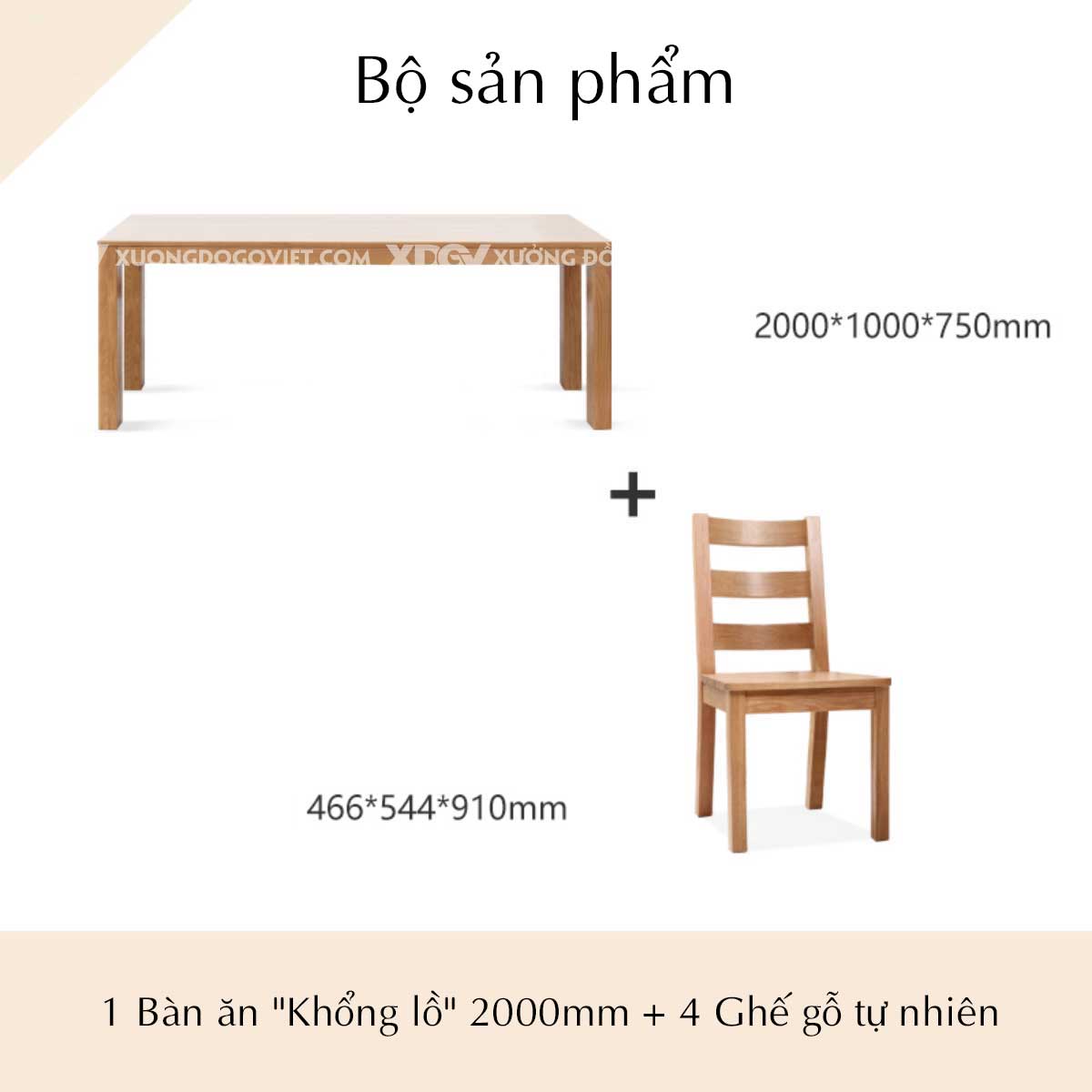 Bộ Bàn Ăn Gỗ Sồi Đẹp Farmhouse Nguyên Tấm Vững Chãi Mộc Mạc