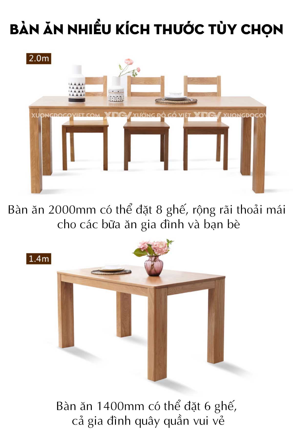 Bộ Bàn Ăn Gỗ Sồi Đẹp Farmhouse Nguyên Tấm Vững Chãi Mộc Mạc