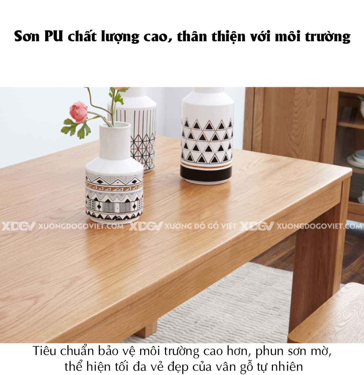 Bộ Bàn Ăn Gỗ Sồi Đẹp Farmhouse Nguyên Tấm Vững Chãi Mộc Mạc