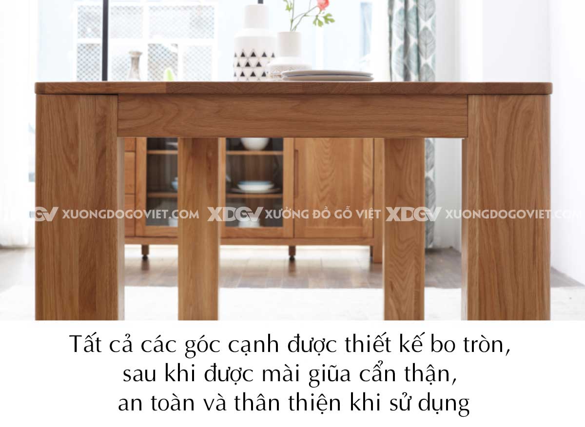 Bộ Bàn Ăn Gỗ Sồi Đẹp Farmhouse Nguyên Tấm Vững Chãi Mộc Mạc