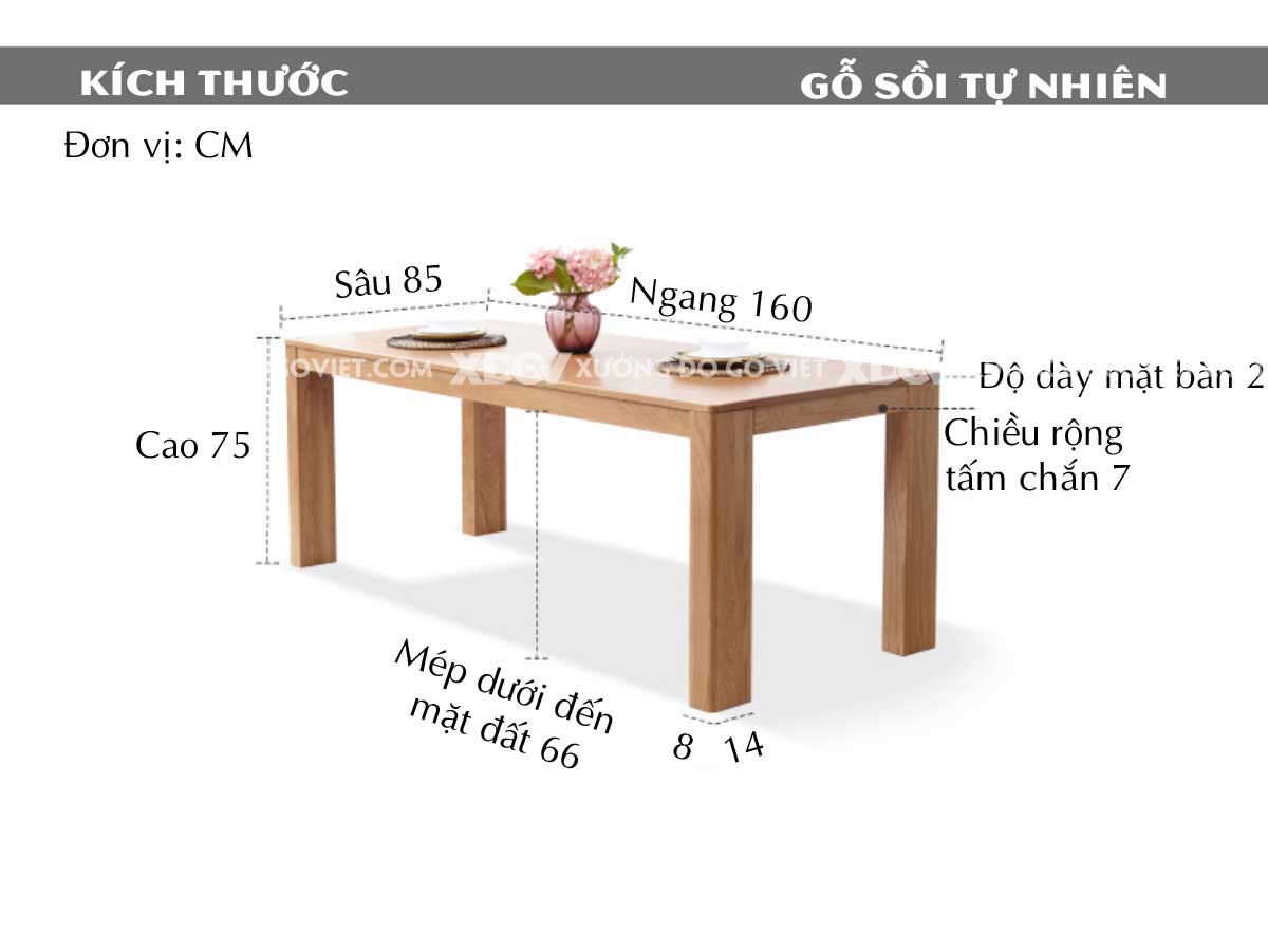 Bộ Bàn Ăn Gỗ Sồi Đẹp Tự Nhiên Farmhouse Vững Chãi Mộc Mạc
