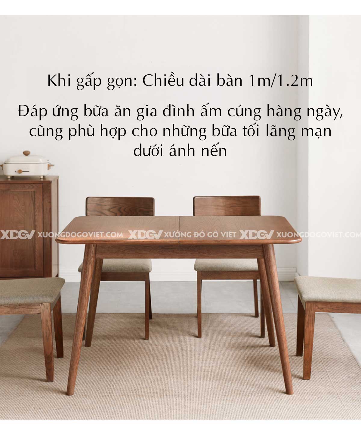 Bộ Bàn Ăn Thông Minh Gỗ Sồi Butterfly Biến Hình Mở Rộng