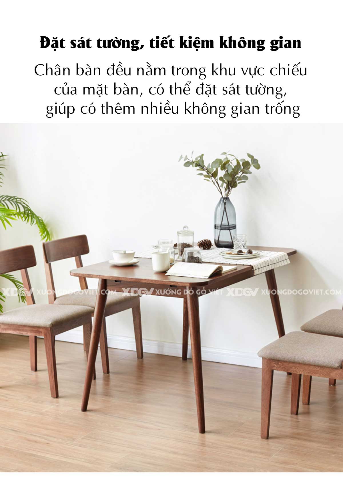 Bộ Bàn Ăn Thông Minh Gỗ Sồi Butterfly Biến Hình Mở Rộng