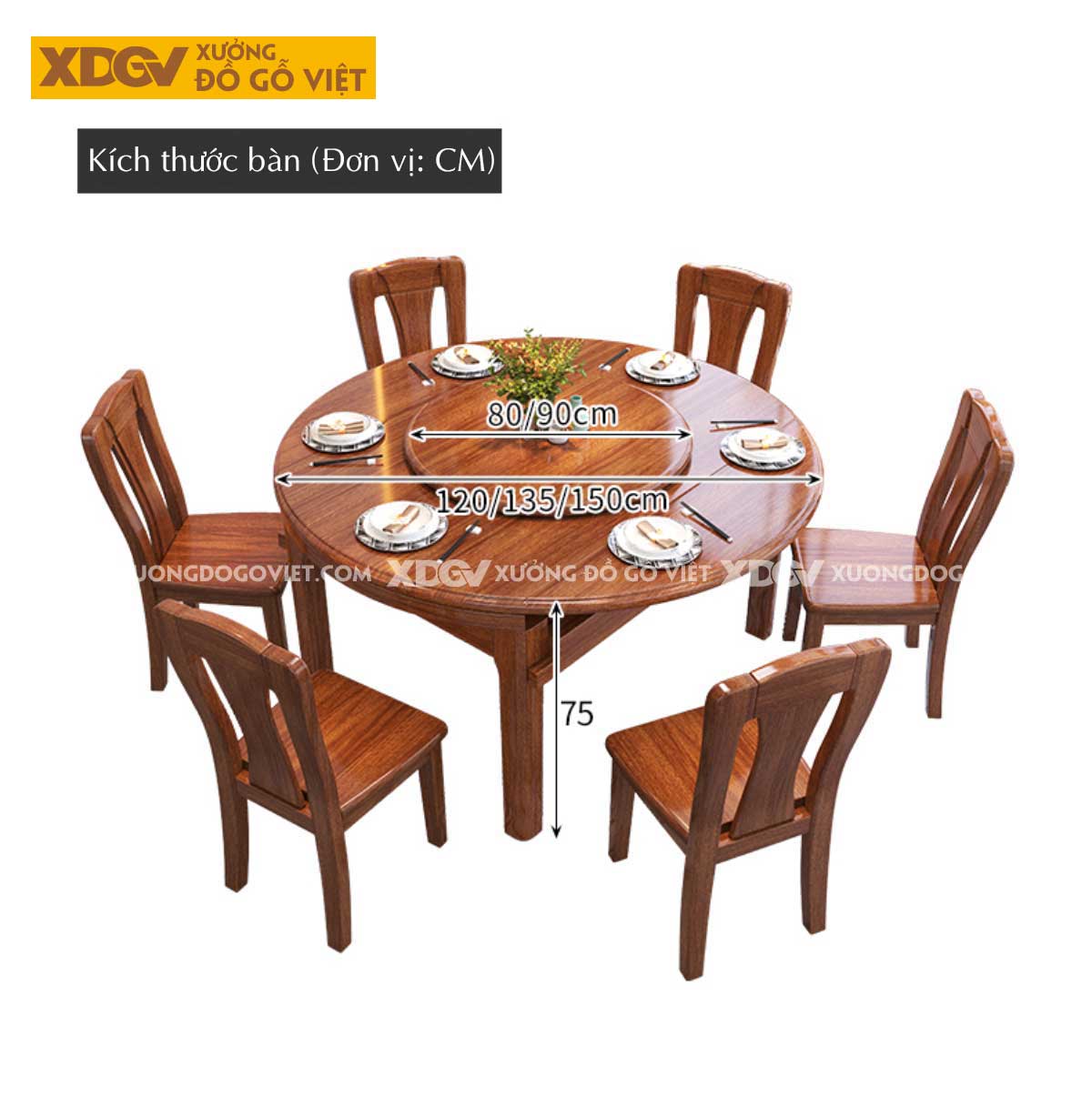 Bộ Bàn Ăn Tròn Gỗ Gõ Đỏ Thông Minh Gập Chữ Nhật Linh Hoạt