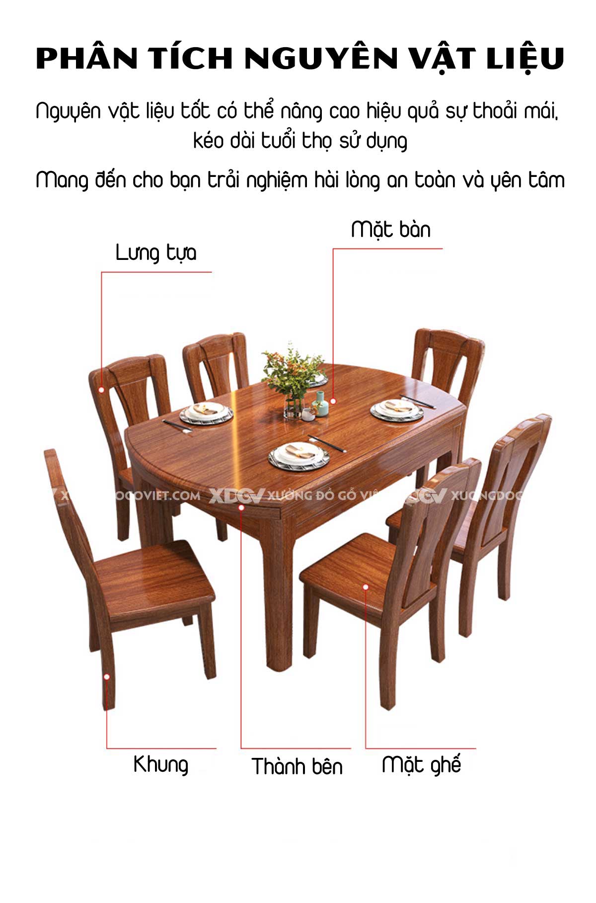 Bộ Bàn Ăn Tròn Gỗ Gõ Đỏ Thông Minh Gập Chữ Nhật Linh Hoạt