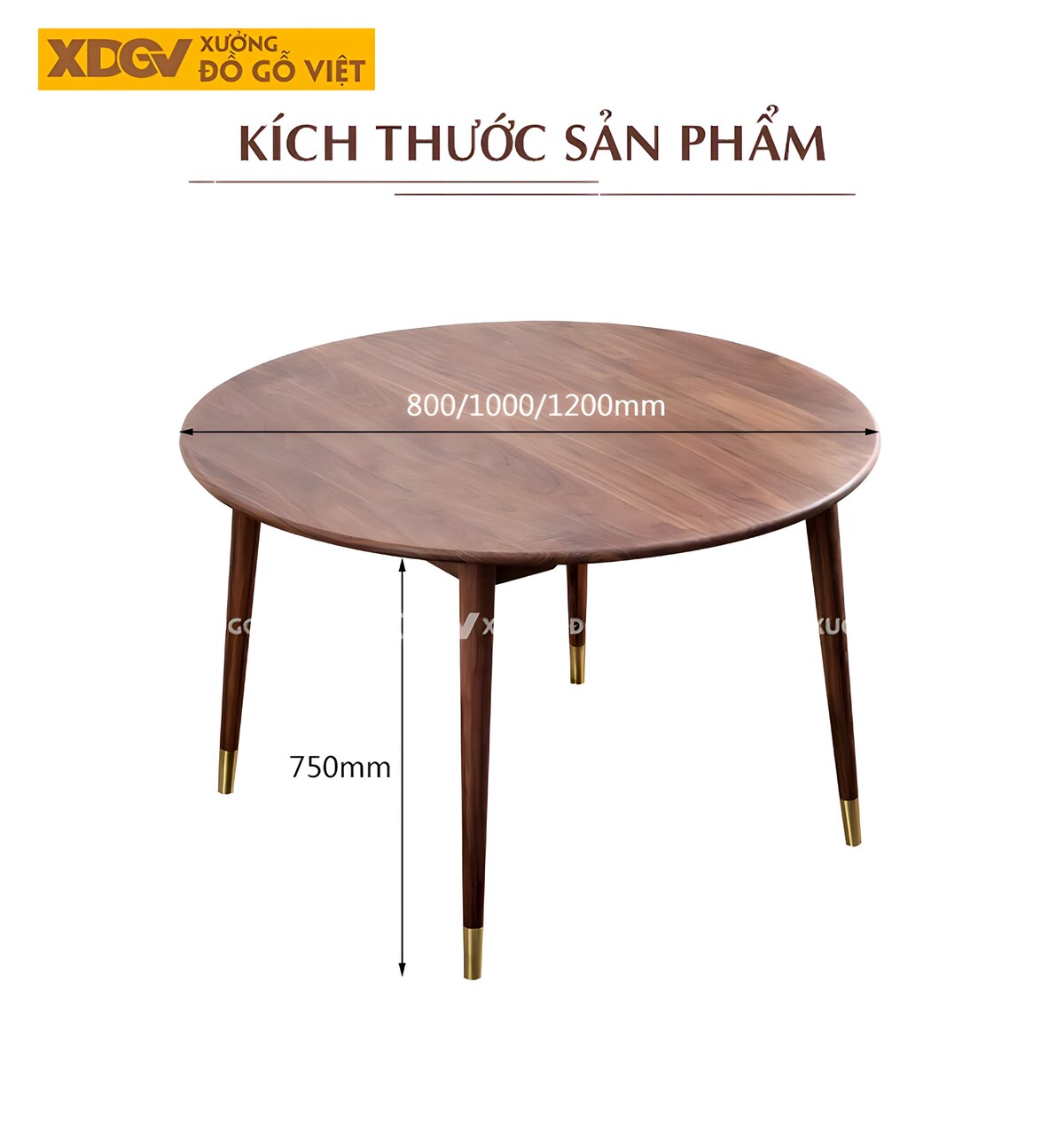 Bộ Bàn Ăn Tròn Gỗ Óc Chó Bắc Âu Tối Giản Chân Bọc Kim Loại