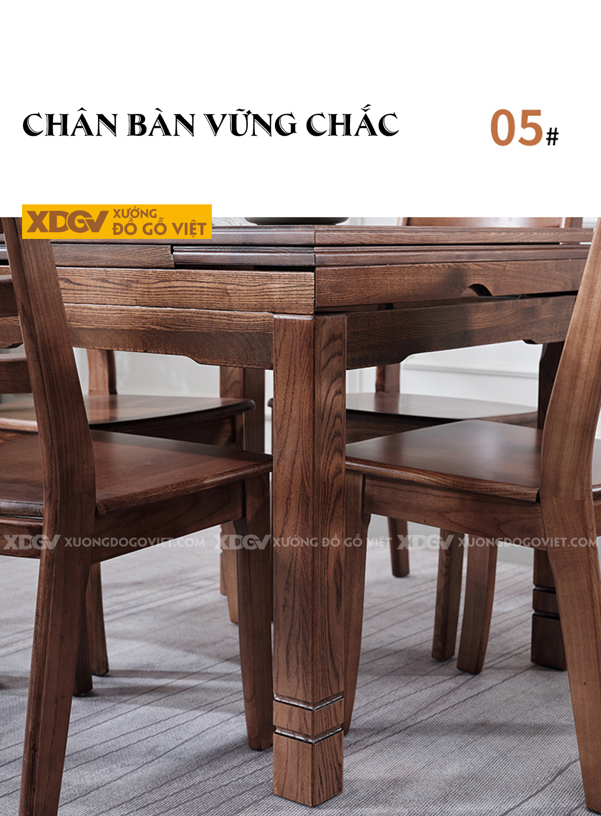 Bộ Bàn Ghế Ăn Gỗ Sồi Hiện Đại Đa Năng Mở Rộng Diện Tích