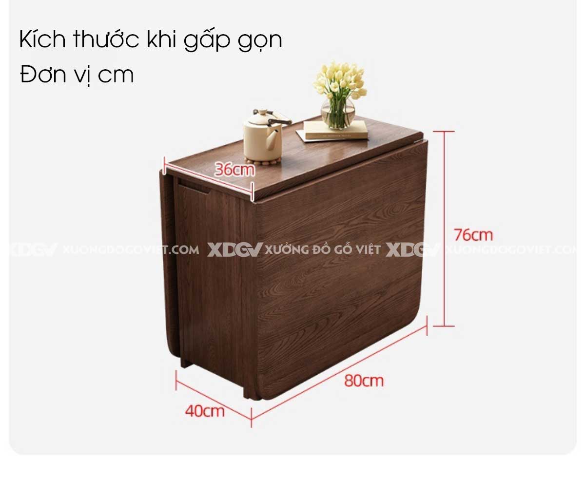 Bộ Bàn Ghế Ăn Gỗ Sồi Thông Minh Gấp Gọn 3 Trong 1 Linh Hoạt