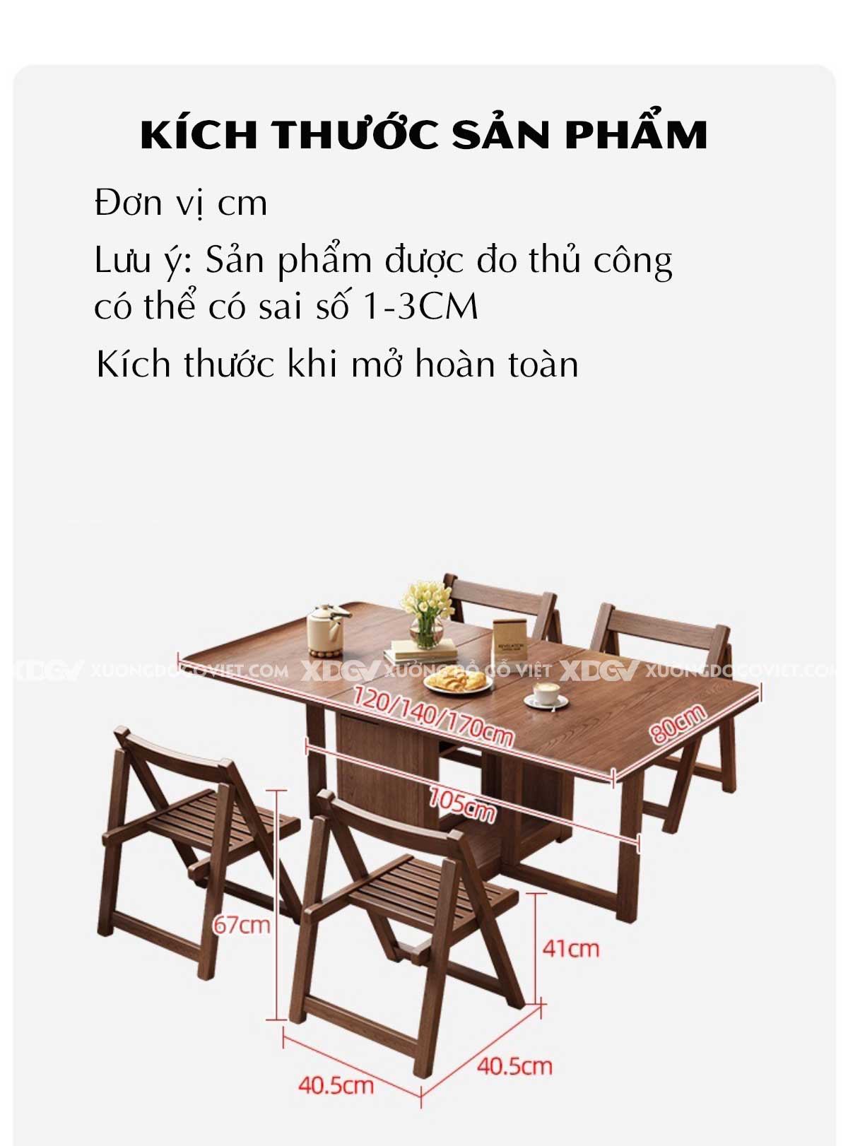 Bộ Bàn Ghế Ăn Gỗ Sồi Thông Minh Gấp Gọn 3 Trong 1 Linh Hoạt
