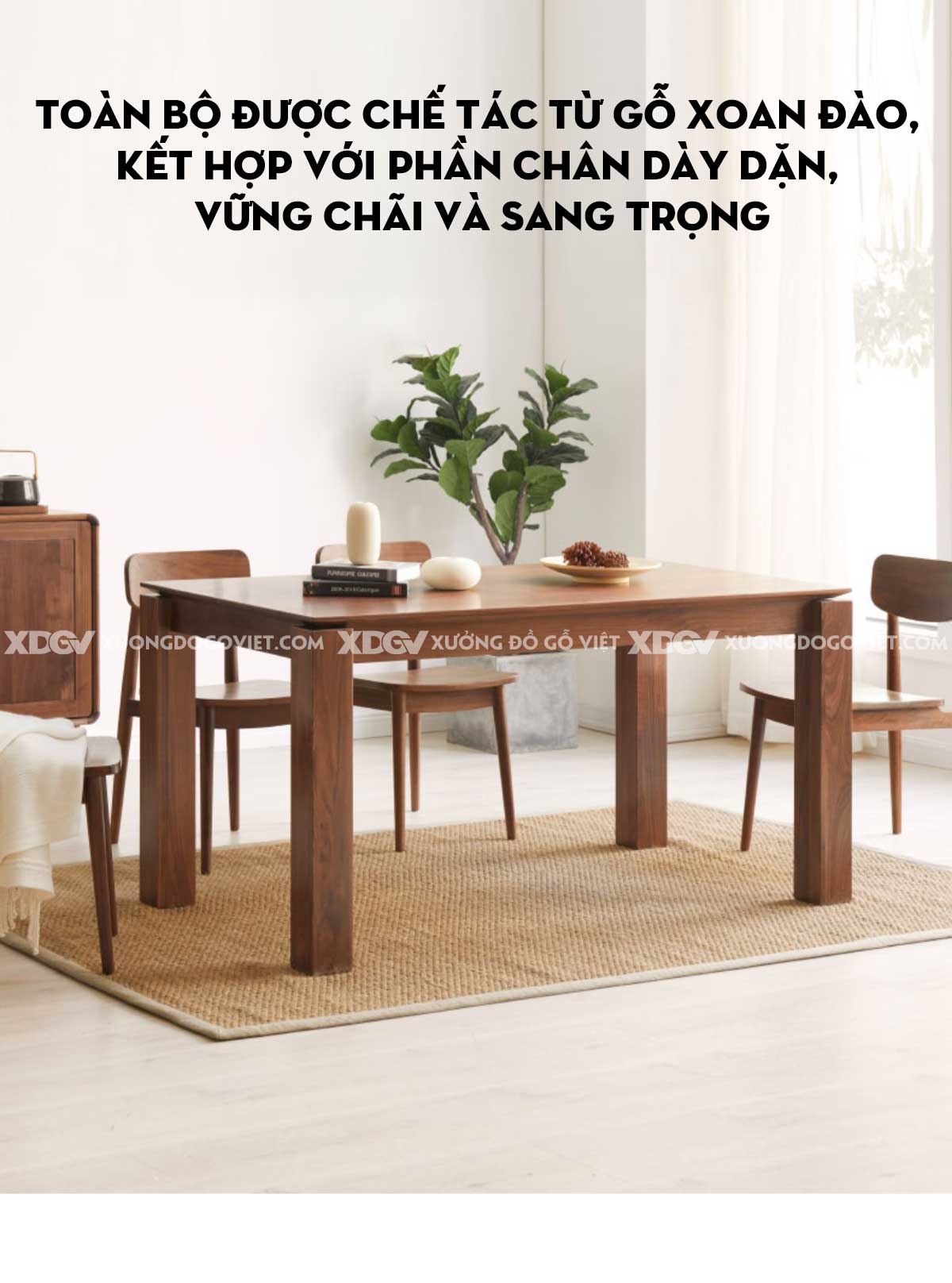 Bộ Bàn Ghế Ăn Gỗ Xoan Đào Tân Cổ Điển Dáng Cao Thanh Thoát