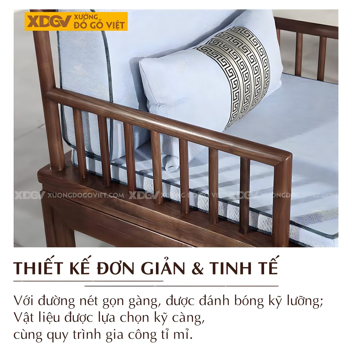 Bộ Bàn Ghế Gỗ Óc Chó Kiểu Nan Dọc Thanh Thoát