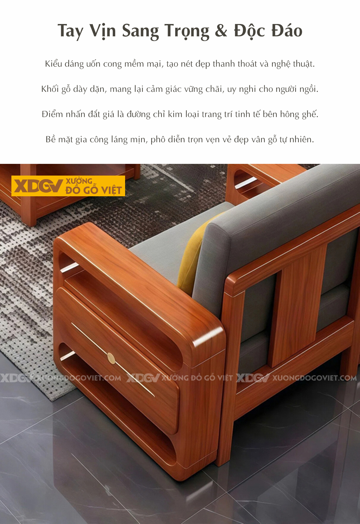 Bộ Bàn Ghế Sofa Phòng Khách Gỗ Gõ Đỏ Thiết Kế Hình Khối