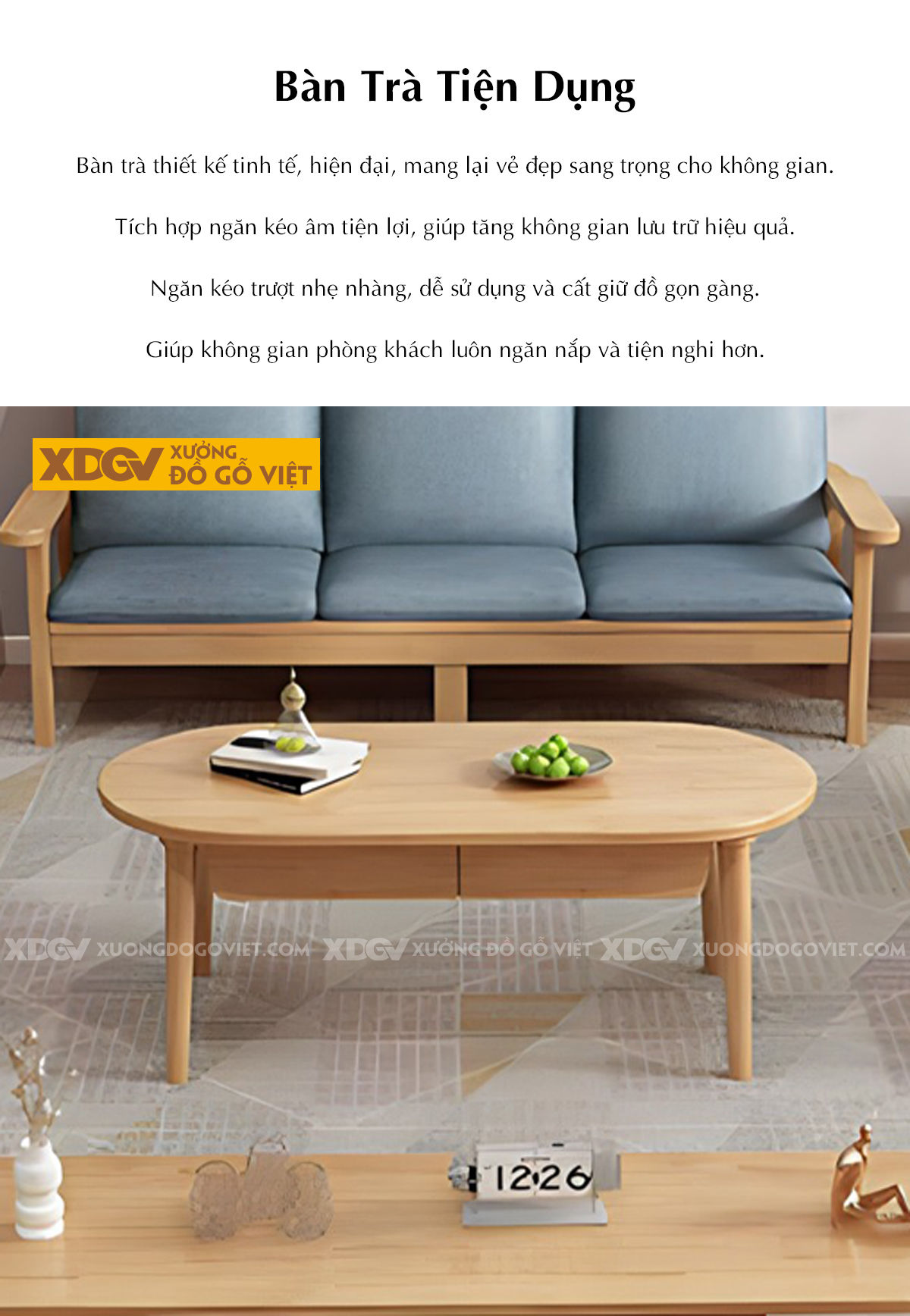 Bộ Bàn Ghế Sofa Phòng Khách Hiện Đại Chân Nghiêng Độc Đáo
