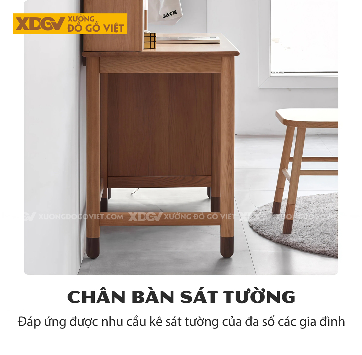 Bộ Bàn Học Liền Giá Sách Gỗ Sồi Mỹ Phong Cách Nhật Bản