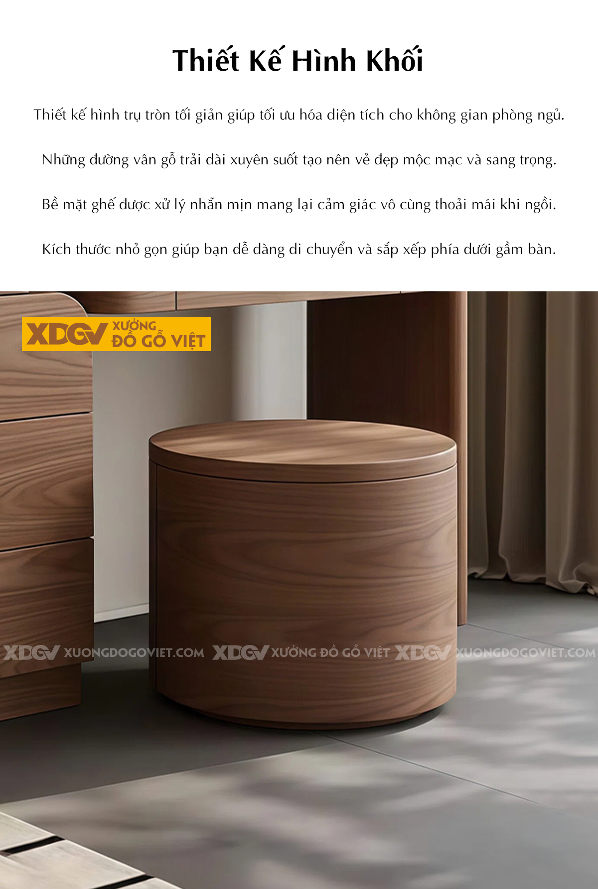 Bộ Bàn Trang Điểm Gỗ Óc Chó Phòng Ngủ Dày Dặn Bo Góc Mềm Mại