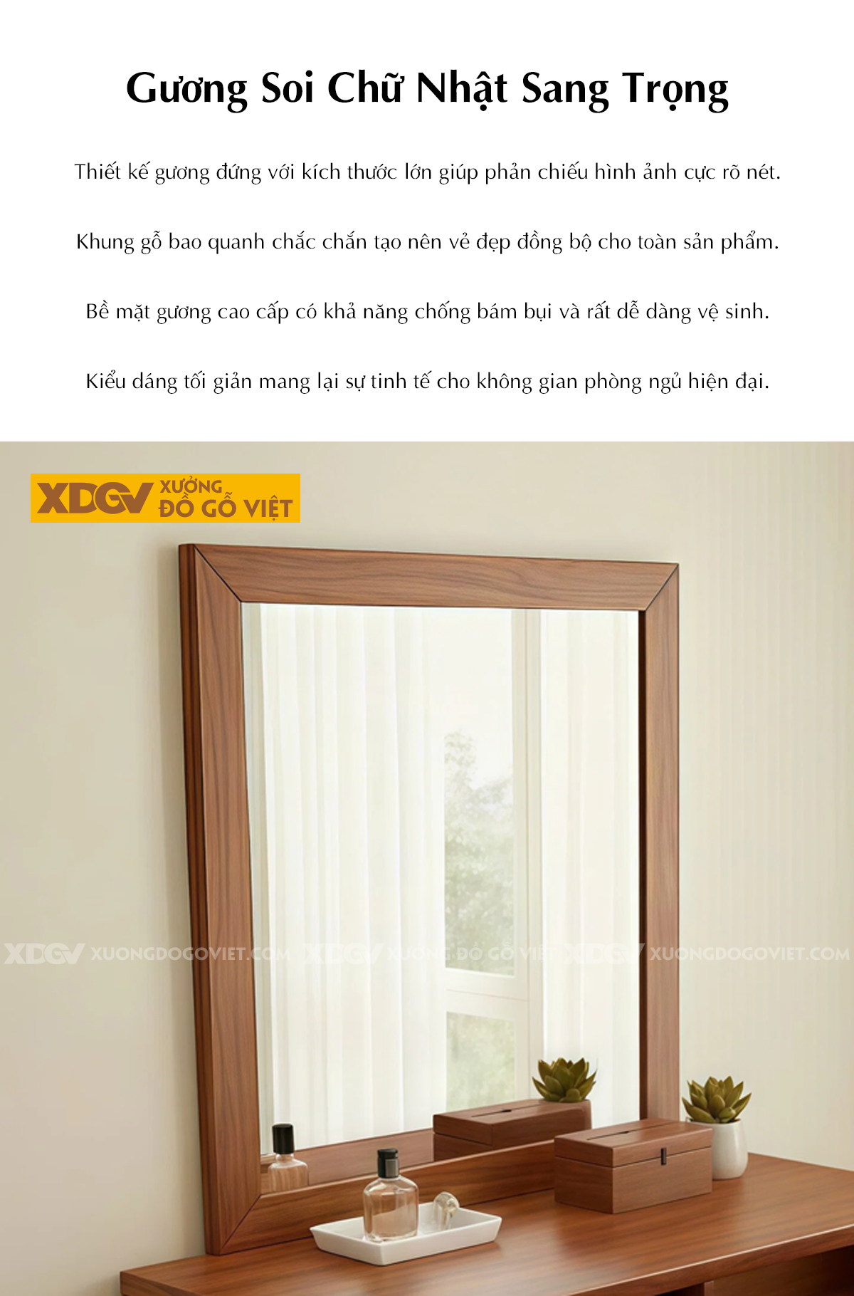 Bộ Bàn Trang Điểm Phòng Ngủ Gỗ Gõ Đỏ Cơ Chế Kéo Dài Cơ Động