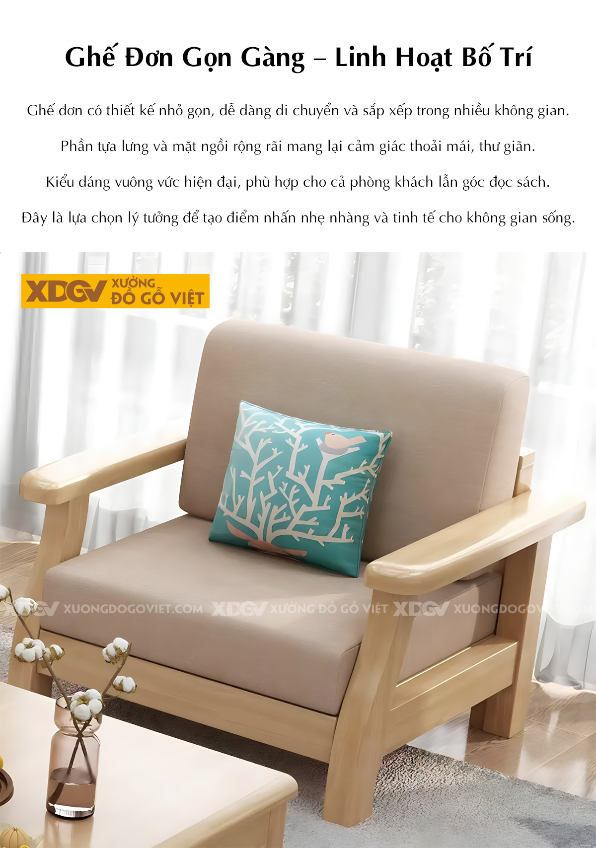 Bộ Ghế Sofa Gia Đình Tựa Thanh Nan Chân Trụ Trước Uốn Cong