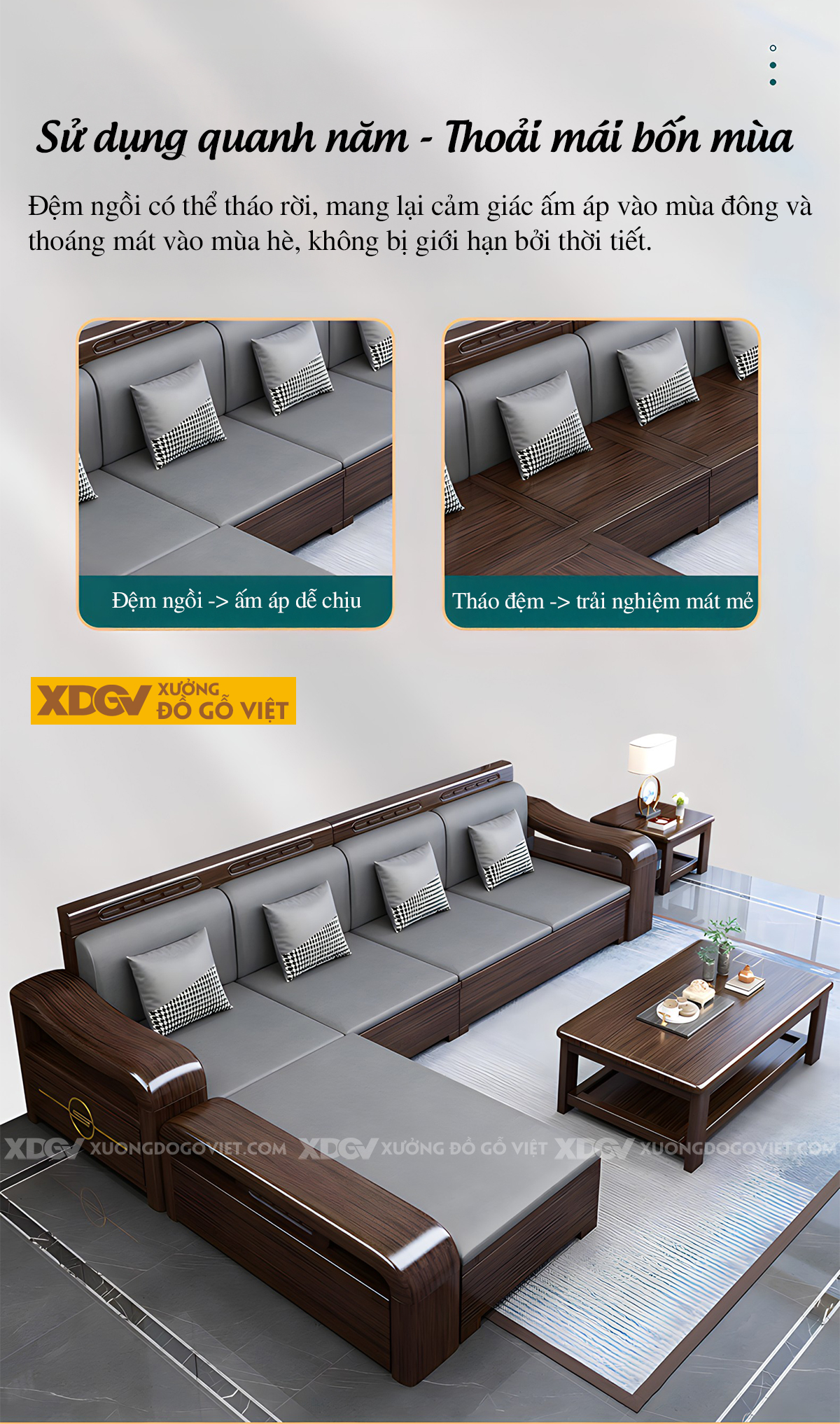 Bộ Sofa Căn Hộ Gỗ Lim Thịt Hiện Đại Tối Giản Cho Gia Đình