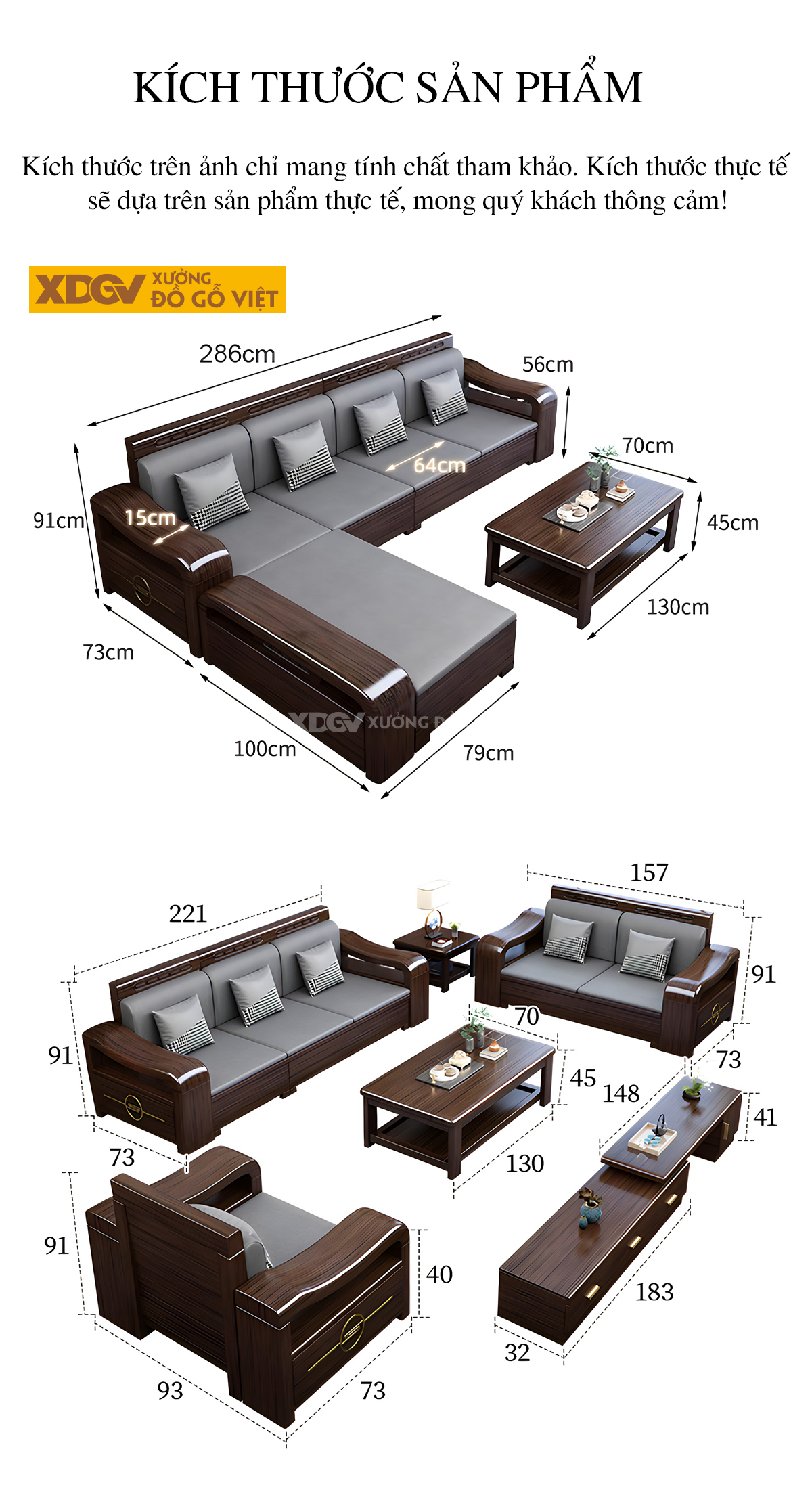 Bộ Sofa Căn Hộ Gỗ Lim Thịt Hiện Đại Tối Giản Cho Gia Đình