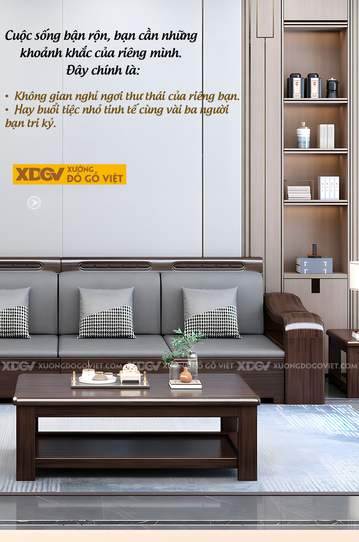 Bộ Sofa Căn Hộ Gỗ Lim Thịt Hiện Đại Tối Giản Cho Gia Đình