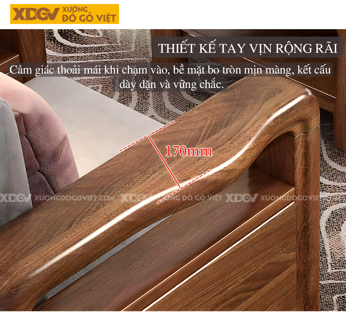 Bộ Sofa Căn Hộ Gỗ Lim Tự Nhiên Hiện Đại Tựa Nan Bọc Nệm