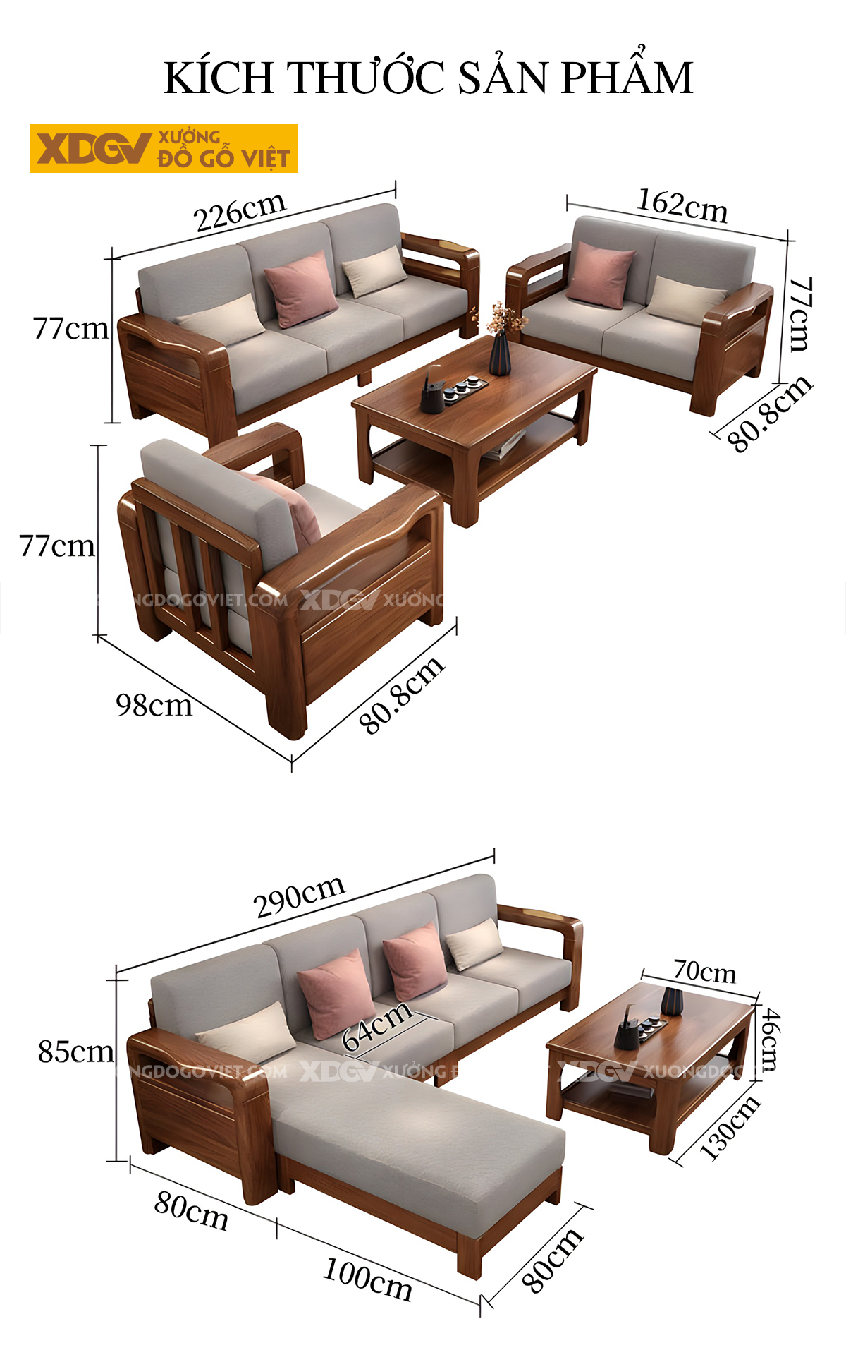 Bộ Sofa Căn Hộ Gỗ Lim Tự Nhiên Hiện Đại Tựa Nan Bọc Nệm