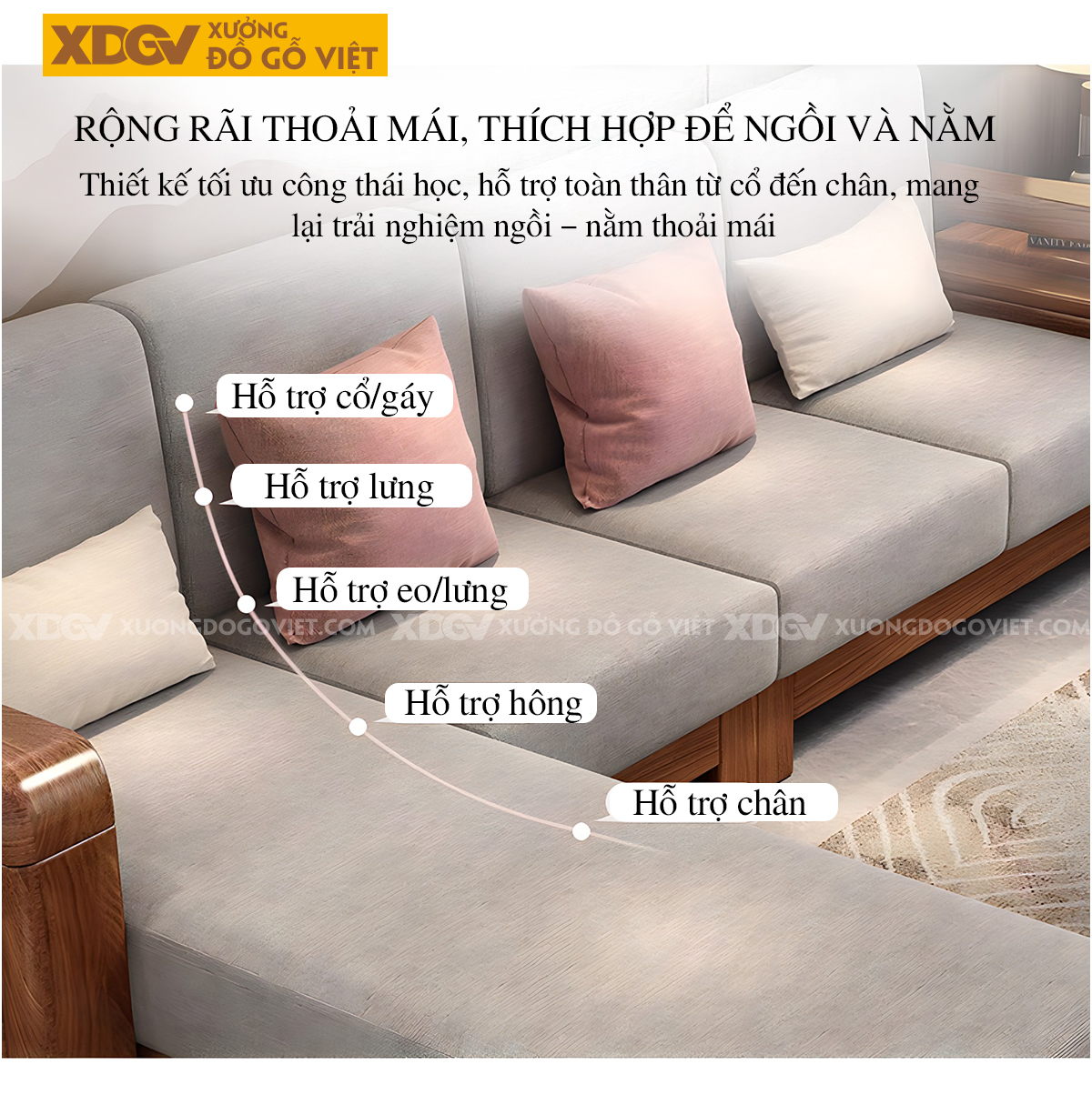 Bộ Sofa Căn Hộ Gỗ Lim Tự Nhiên Hiện Đại Tựa Nan Bọc Nệm