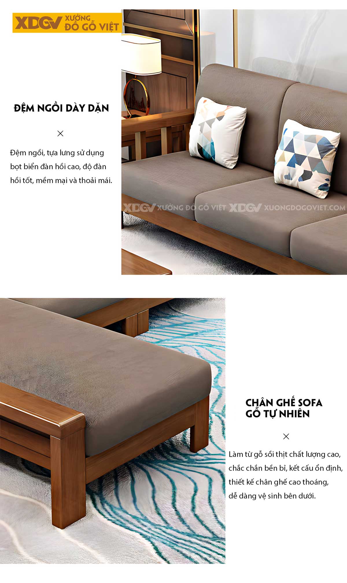 Bộ Sofa Chung Cư Gỗ Sồi Tự Nhiên Ghế Tựa Nan Đơn Giản