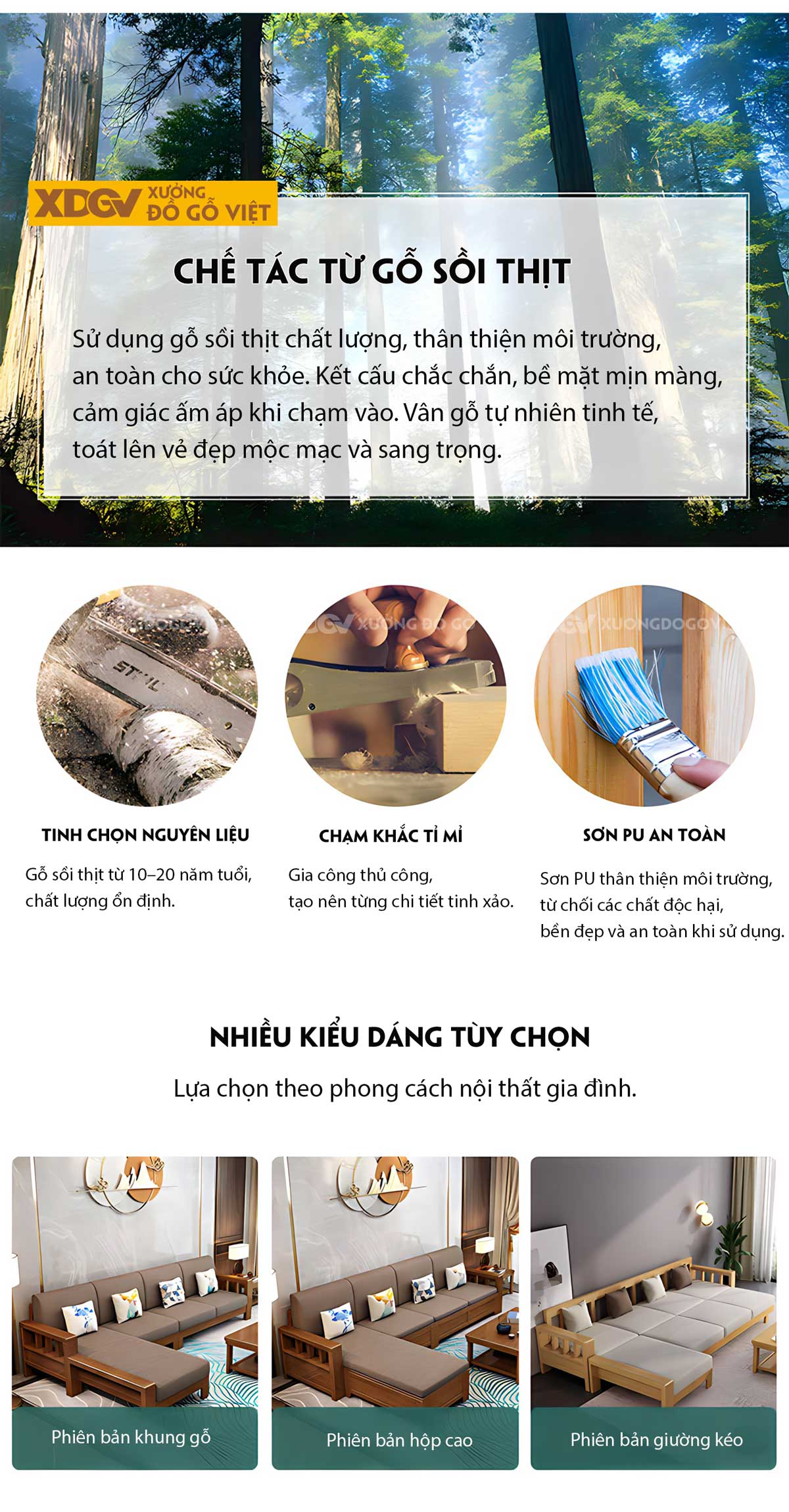 Bộ Sofa Chung Cư Gỗ Sồi Tự Nhiên Ghế Tựa Nan Đơn Giản