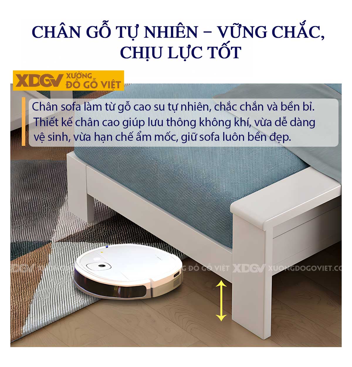 Bộ Sofa Gỗ Cao Su Phòng Khách Thanh Nan Tối Giản Hiện Đại