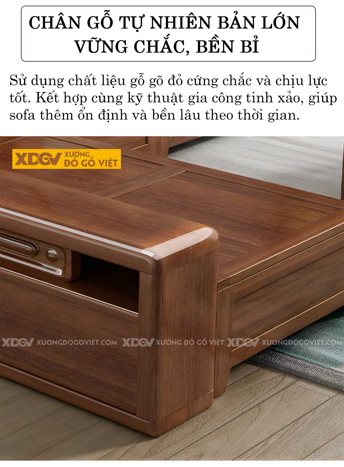 Bộ Sofa Gỗ Gõ Đỏ Hiện Đại Á Đông Tay Dày Uốn Lượn Sang Trọng