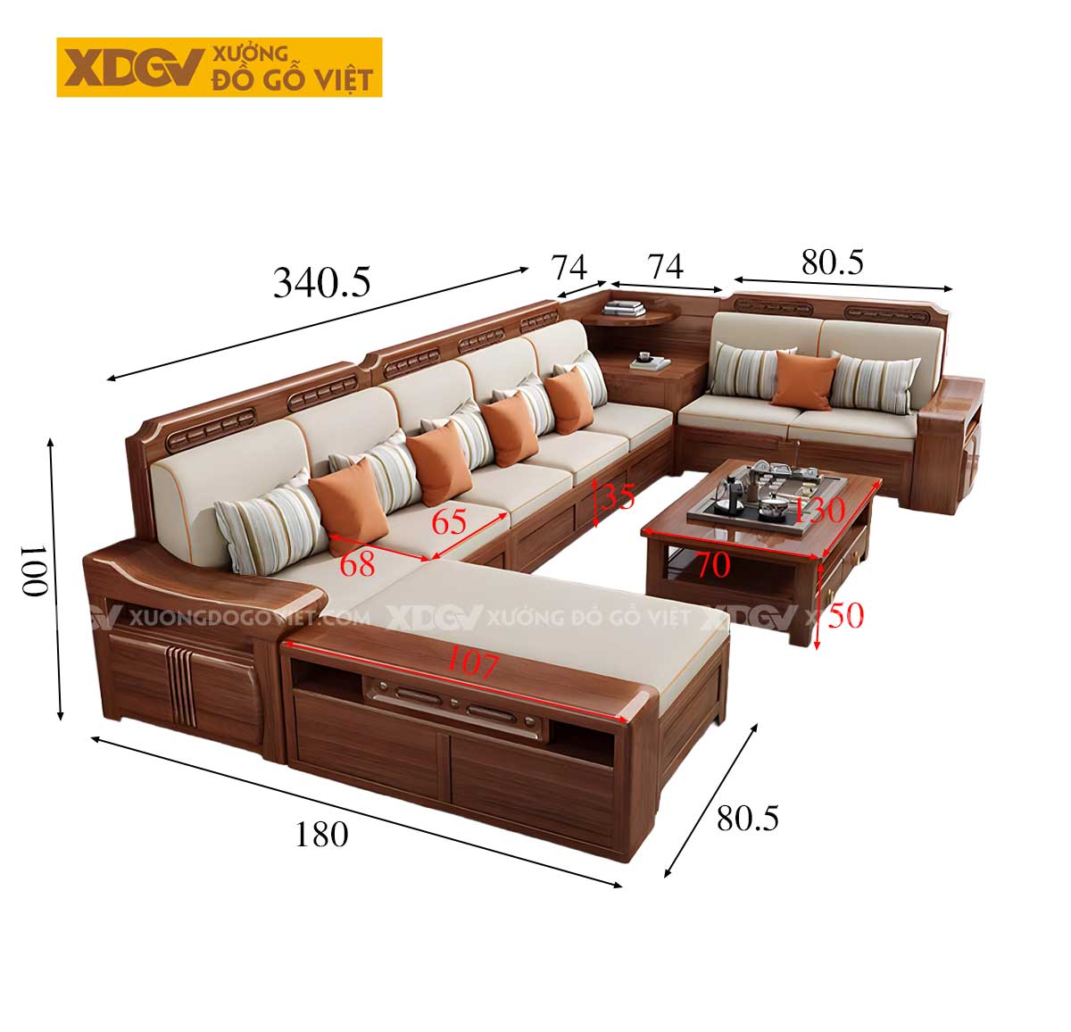 Bộ Sofa Gỗ Gõ Đỏ Hiện Đại Á Đông Tay Dày Uốn Lượn Sang Trọng