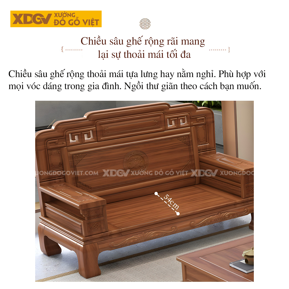Bộ Sofa Gỗ Lim Phòng Khách Cổ Điển Á Đông Chạm Khắc Tinh Tế