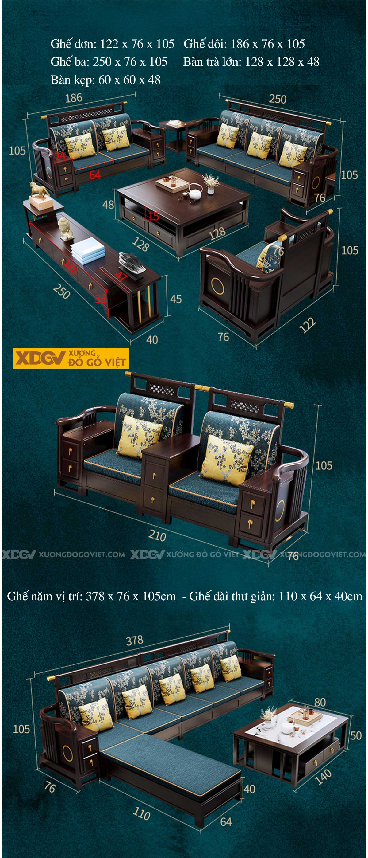 Bộ Sofa Gỗ Lim Tự Nhiên Á Đông Đương Đại Sang Trọng Bề Thế