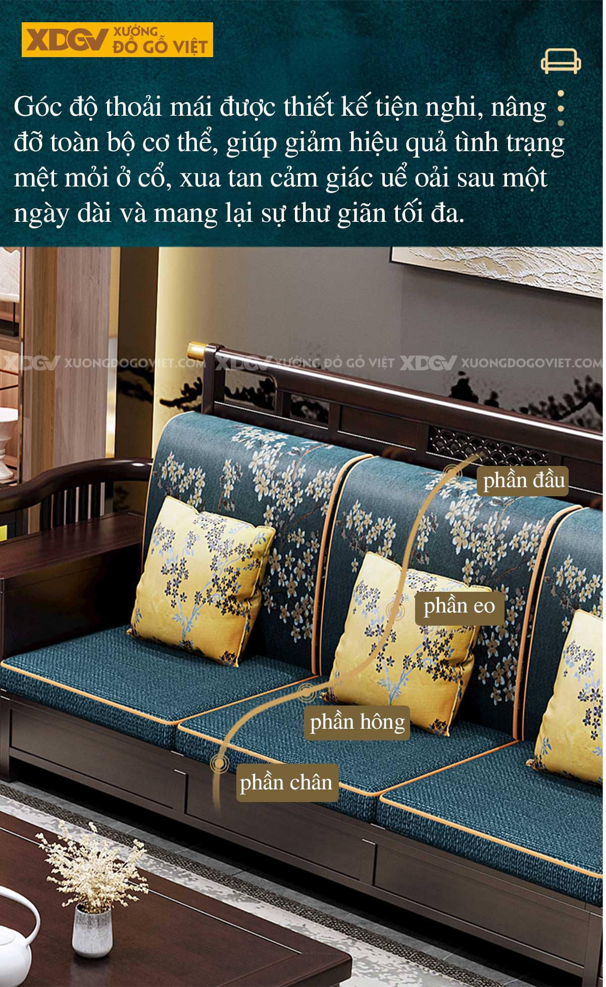 Bộ Sofa Gỗ Lim Tự Nhiên Á Đông Đương Đại Sang Trọng Bề Thế