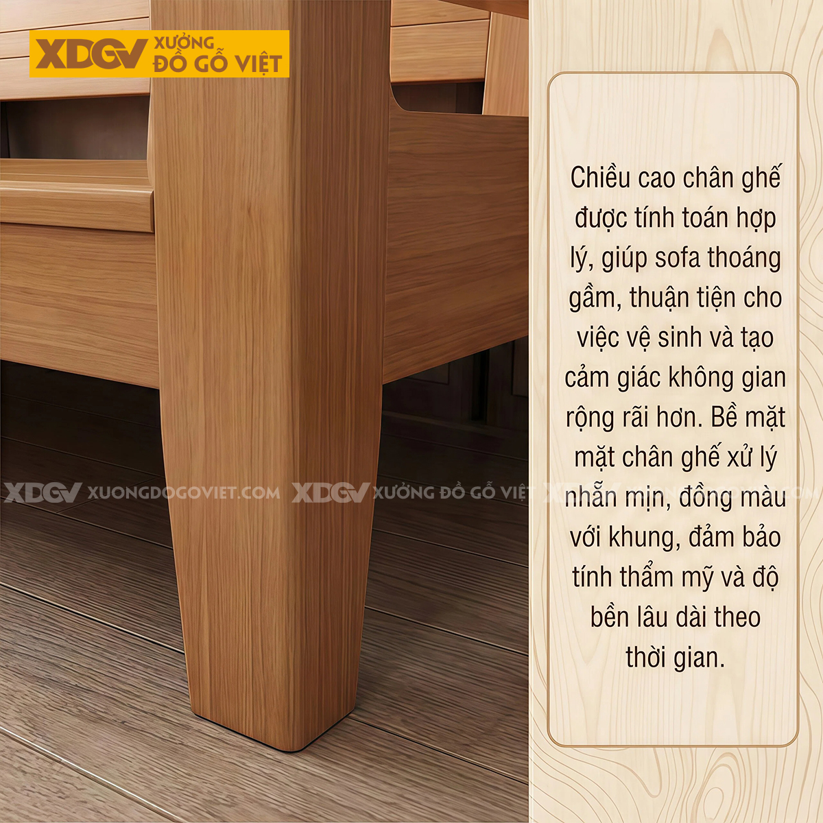 Bộ Sofa Gỗ Sồi Mỹ 4 Món Tựa Lưng Bảng Lớn