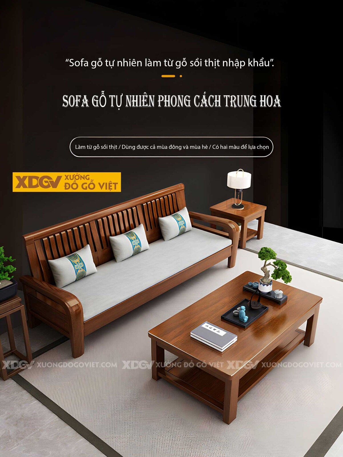 Bộ Sofa Gỗ Sồi Phòng Khách Hiện Đại Tối Giản Cho Gia Đình