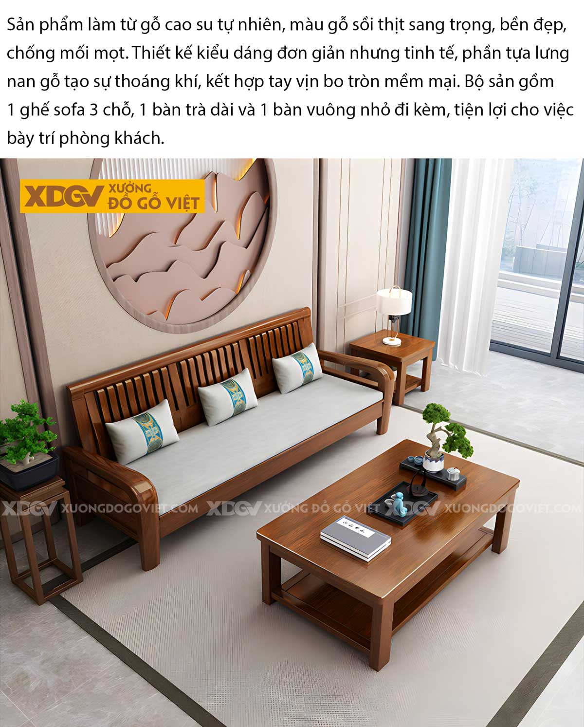 Bộ Sofa Gỗ Sồi Phòng Khách Hiện Đại Tối Giản Cho Gia Đình