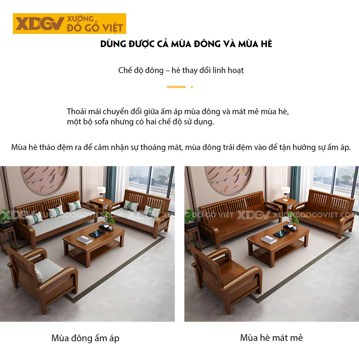 Bộ Sofa Gỗ Sồi Phòng Khách Hiện Đại Tối Giản Cho Gia Đình