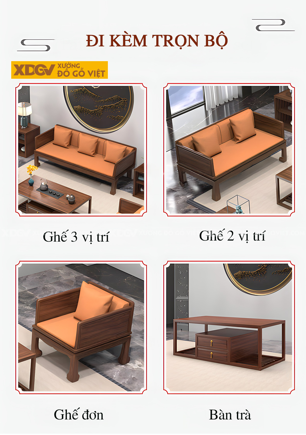 Bộ Sofa Lim Kiểu Giường La Hán Á Đông Chân Móng Ngựa