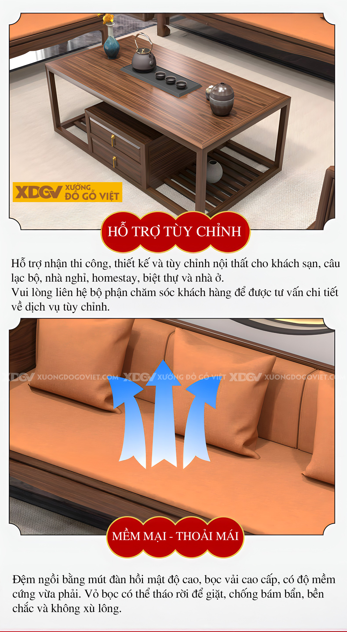 Bộ Sofa Lim Kiểu Giường La Hán Á Đông Chân Móng Ngựa