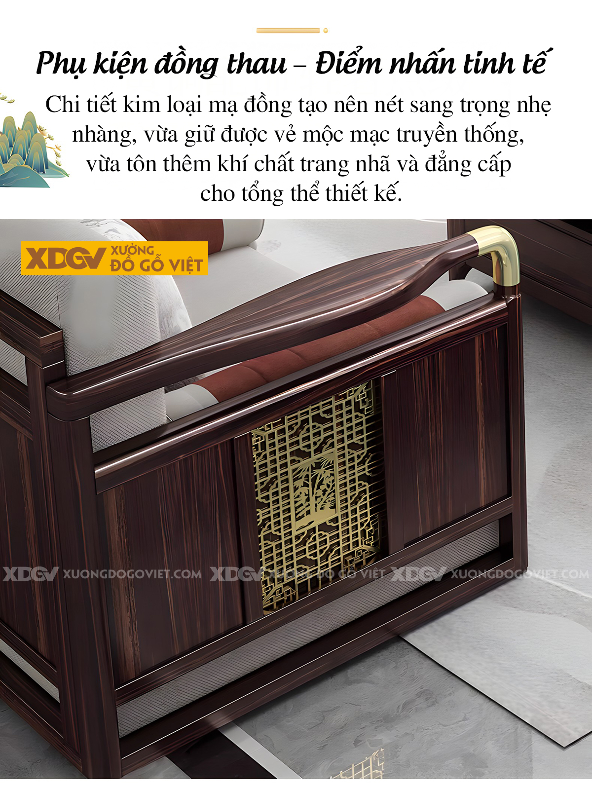 Bộ Sofa Lim Phòng Khách Hiện Đại Á Đông Chân Bệt Dáng Thấp