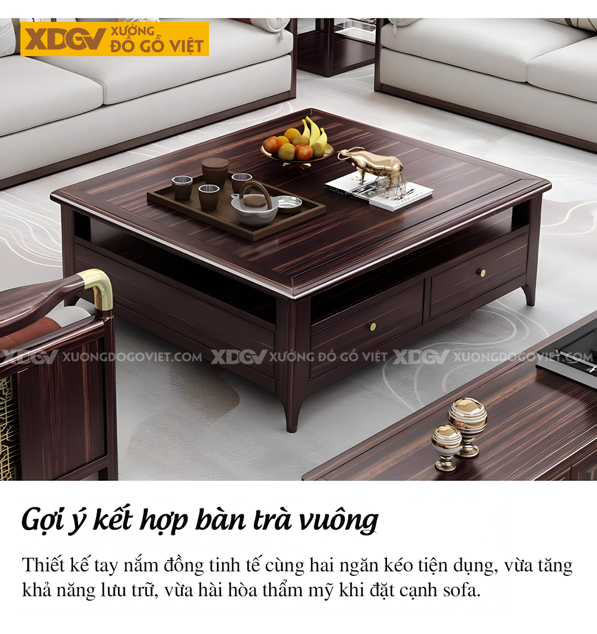 Bộ Sofa Lim Phòng Khách Hiện Đại Á Đông Chân Bệt Dáng Thấp