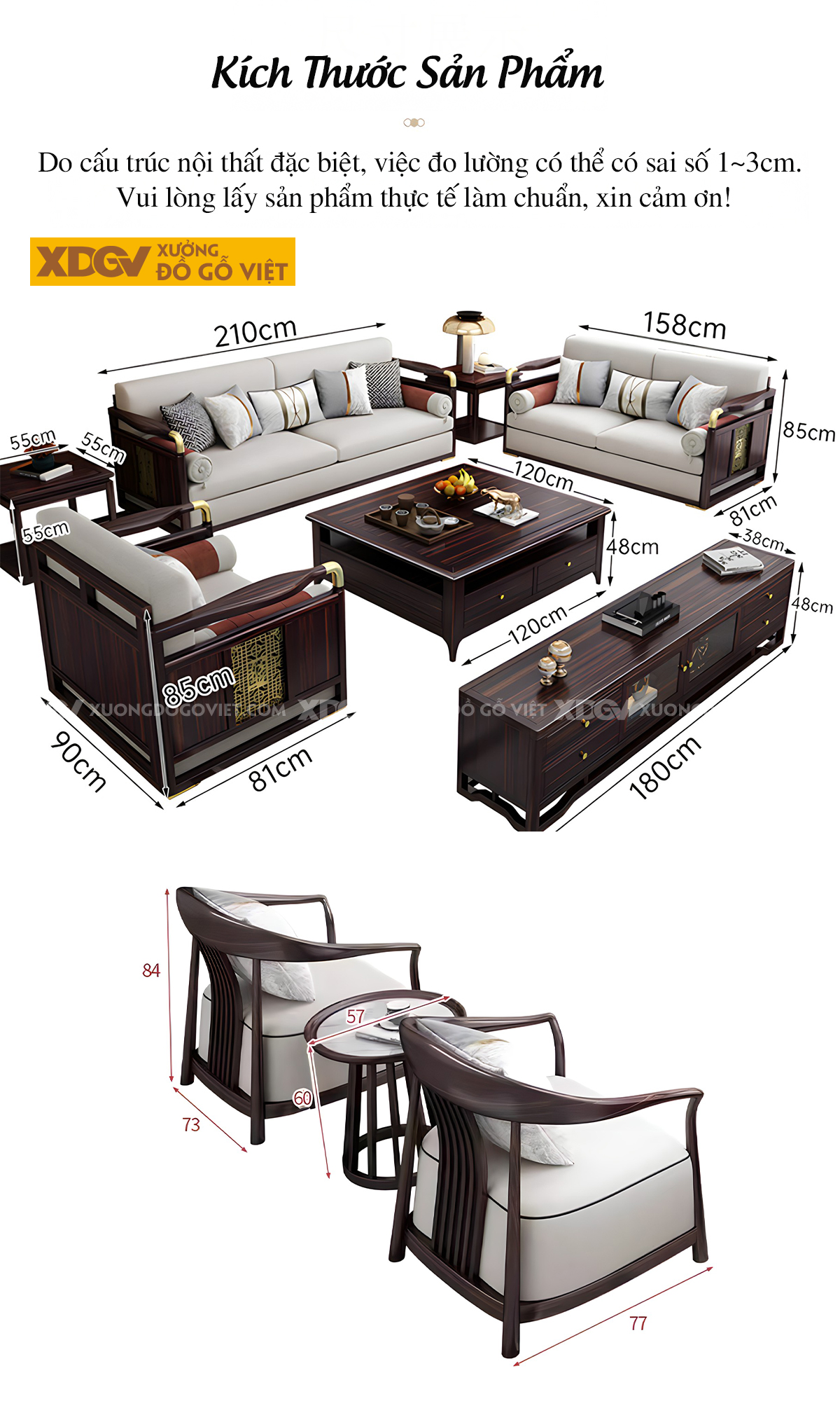 Bộ Sofa Lim Phòng Khách Hiện Đại Á Đông Chân Bệt Dáng Thấp