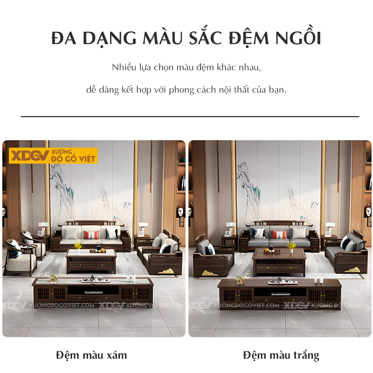Bộ Sofa Óc Chó Phòng Khách Trung Hoa Á Đông Đẹp Sang Trọng